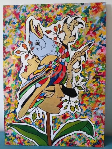 Tableau abstrait - oiseau