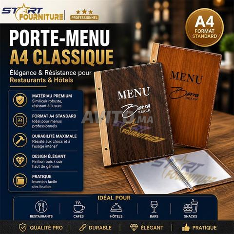 Porte-menu, classique marron en similicuir A4 - 2