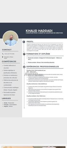 Recherche emploi chauffeur privé familial à Marrakech Mon nom est