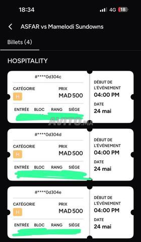 4 billets à vendre hospitalité finale Far Sundowns