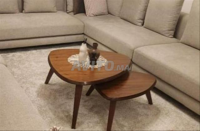 Double table basse moderne en bois noyer