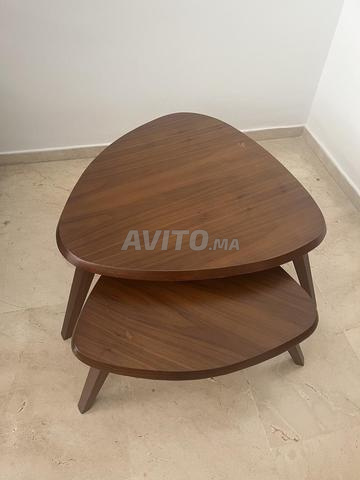 Double table basse moderne en bois noyer - 2