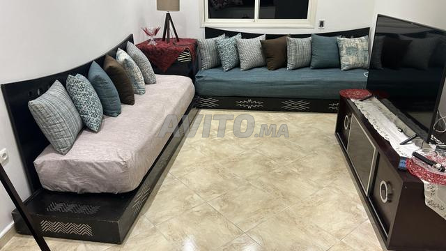 صالون خشبي كامل مع طاولة وصندوق زاوية - 2