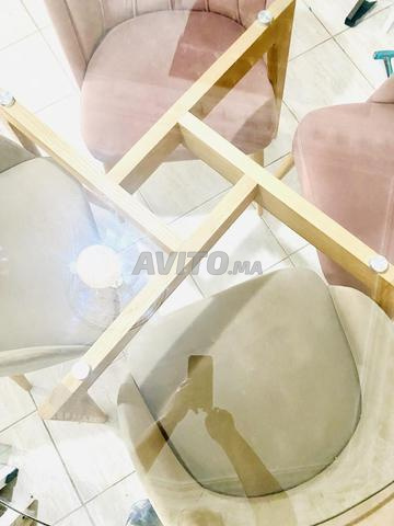 Table Mobilia /4 chaises/Verre trempé/bois massif - 2