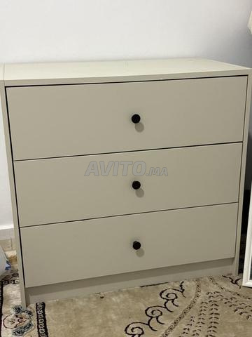 Commode 3 tiroirs beige clair - 2