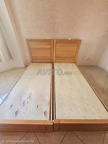 2 Lits Bois Massif Confort Royal 200/90 x 200/90 - 2