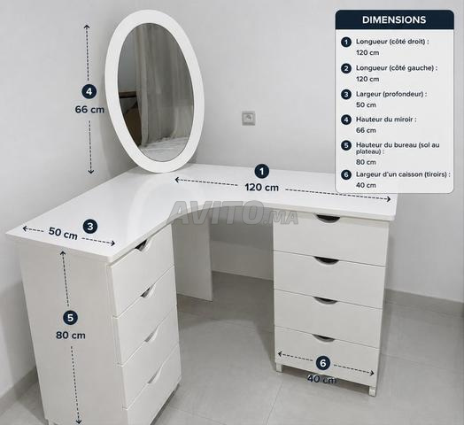 Coiffeuse avec miroir – 8 tiroirs – Bonne occasion - 2