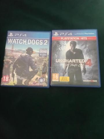 uncharted 4 et watch dogs 2 bon état ps4