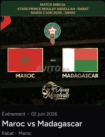 2 billets disponibles Maroc vs Madagascar