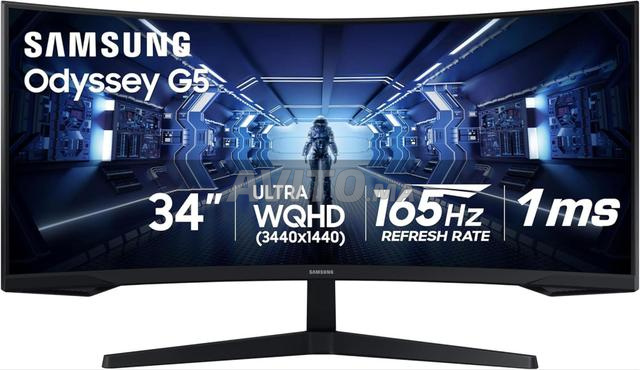 شاشة سامسونج أوديسي G5 مقاس 34 بوصة – UWQHD، 165 هرتز، 1 مللي ثانية