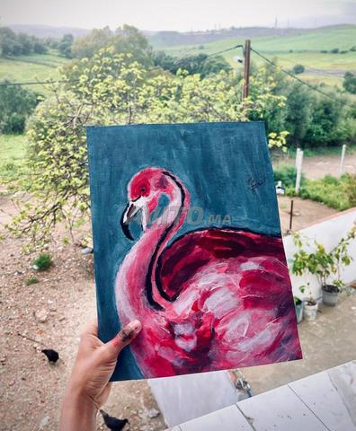 Tableau artistique de flamant rose