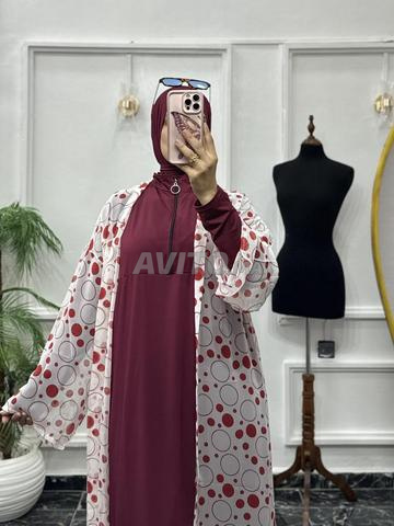 Burkini élégant et moderne couleur bordeaux avec kimono à pois – Nouveau - 2