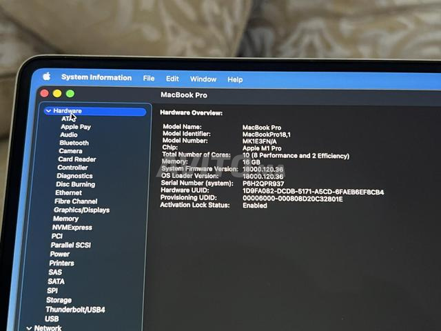 MacBook Pro Apple M1 Pro 16 pouces