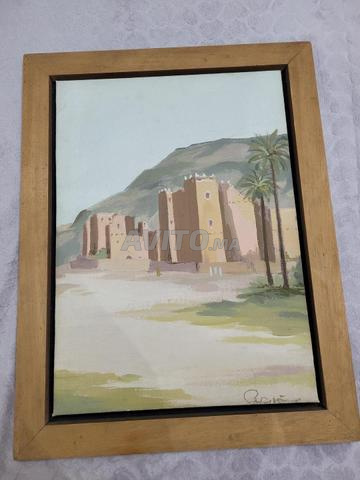 Tableau artistique ancien, peint sur tissu - 2