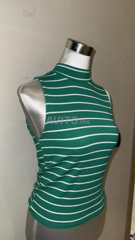Haut Femme Vert Rayé Sans Manches - 2