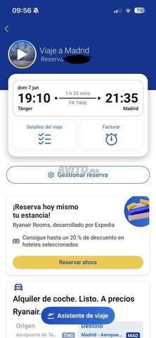 تذكرة ريان إير طنجة مدريد 7 يونيو