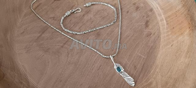 Ensemble chaîne avec pendentif et gourmette argent - 2