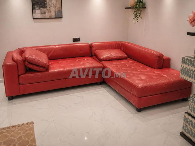 Salon d'angle en vrai cuir italien