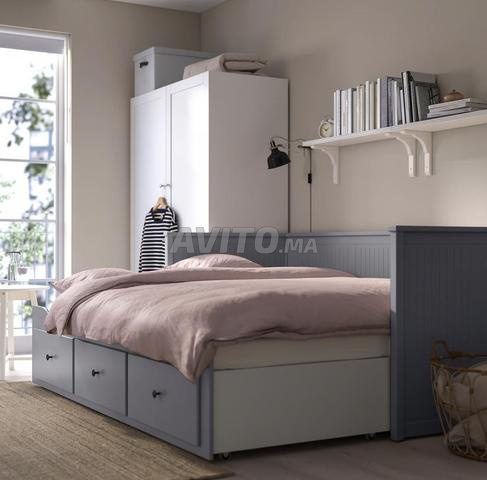 Lit banquette 2 places gris, 80x200 cm, IKEA - 2