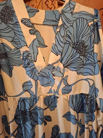 Robe crème et bleue - 2