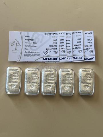 Lingot d'argent pur 999 100g certifié