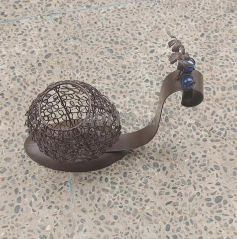 حامل شموع حلزون معدني بخرز زجاجي - 2