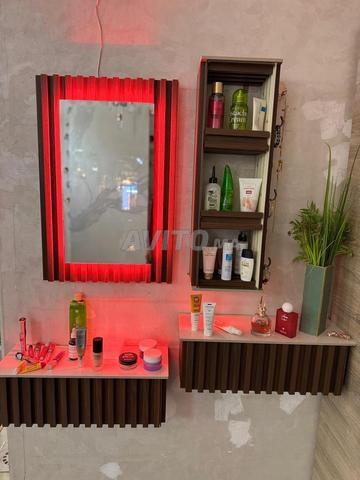 4 pièces 2 étagères miroir avec led placard - 2