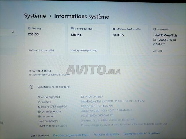 HP pavilion x360 tactile i5 7ème 8Go RAM 256Go SSD - 2