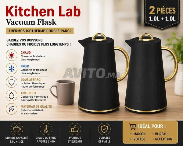 Lot de 2 Thermos Kitchen Lab 1L Neufs Excellents