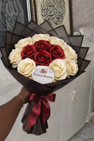 باقة ورد ساتان مصنوعة يدوياً - 2