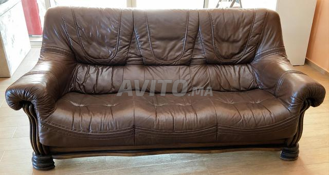 Ensemble Canapé 3 places et 2 fauteuils vrai cuir - 2