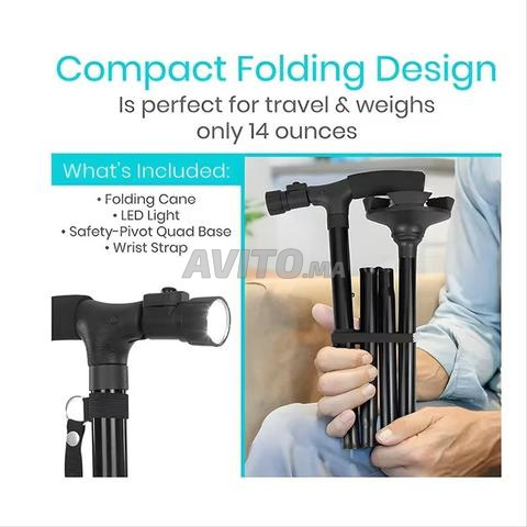 Canne télescopique pliable avec lumière LED et alarme SOS - 2