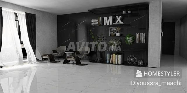 تصميم داخلي ثلاثي الأبعاد (3D) عصري - فخامة أحادية اللون