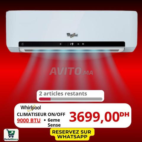 مكيف ON/OFF 9000 وحدة حرارية بريطانية 6th Sense Whirlpool