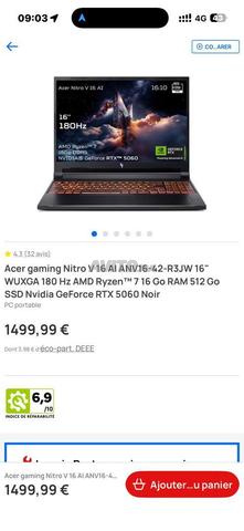 Ordinateur portable Acer gamer neuf