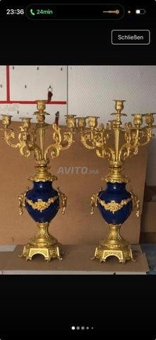 2 chandeliers historiques en cuivre et cobalt hauteur 60 cm