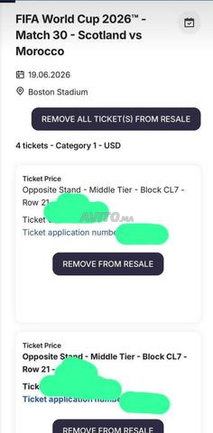 Billets Maroc x Écosse urgent