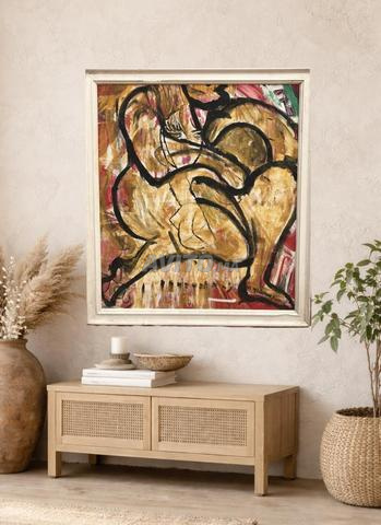 🎨 Tableau Abstrait Dessiné à la Main 92x82cm