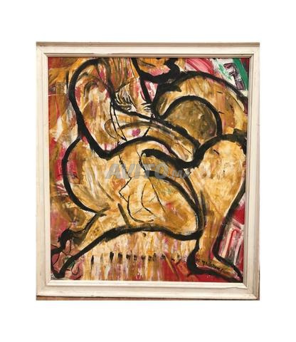 🎨 Tableau Abstrait Dessiné à la Main 92x82cm - 2