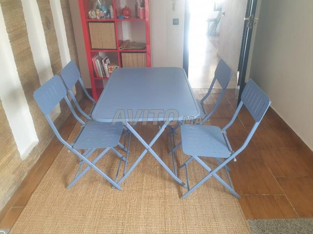 Set table bistrot rectangulaire pliable avec 4 chaises - 2