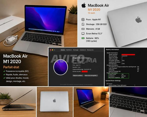 MacBook M1 2020 encore propre 96 140 cycles batterie