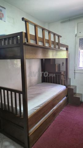 Lit 3 places bois chouk sans matelas - 2