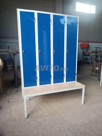 VESTIAIRE MÉTALLIQUE 4 PORTES AVEC BANC - 2