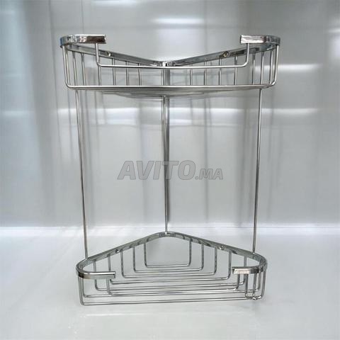 Étagère d'angle murale double inox chromé