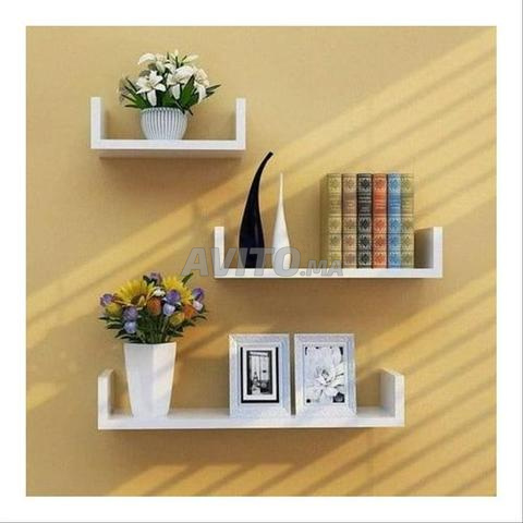 Lot de 3 Étagères Murales Flottantes MDF - blanc - 2