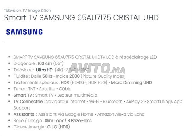 Samsung 65″AU7175 4K UHD / Barre de son 320W HW-M450 - 2