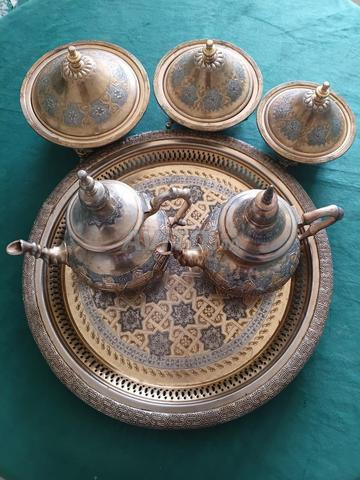 Superbe service à thé marocain ancien en cuivre