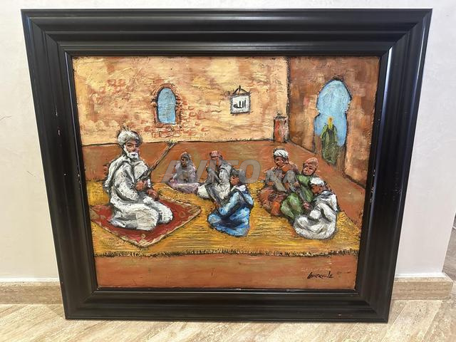 Authentique tableau signé Lakroune - Scène Msid - - 2