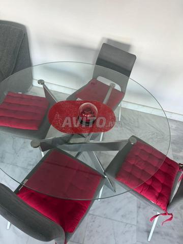Ensemble table ronde en verre avec 4 chaises - 2