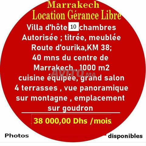 Location Gérance libre villa d'hôte Rte Ourika